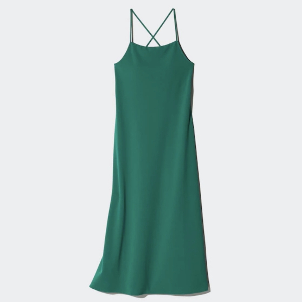 Uniqlo Green Crepe Jersey Bra Camisole Midi Dress - Size Small